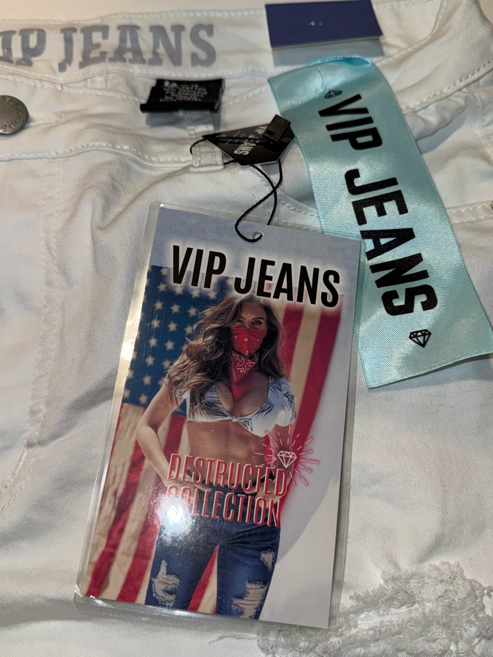VIP White Distressed Flare Jeans - Picture 3 of 12